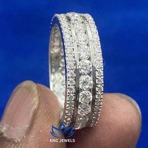 3.2ct Moissanite Eternity Band: Men&#39;s Wedding Ring, Round Cut