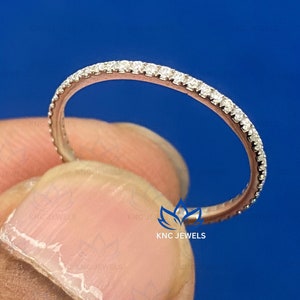 Lab Grown Diamond Eternity Band Round Cut Wedding Band Women&#39;s Eternity Ring, Solid 14K White Gold Full Eternity Band, Anniversary Band