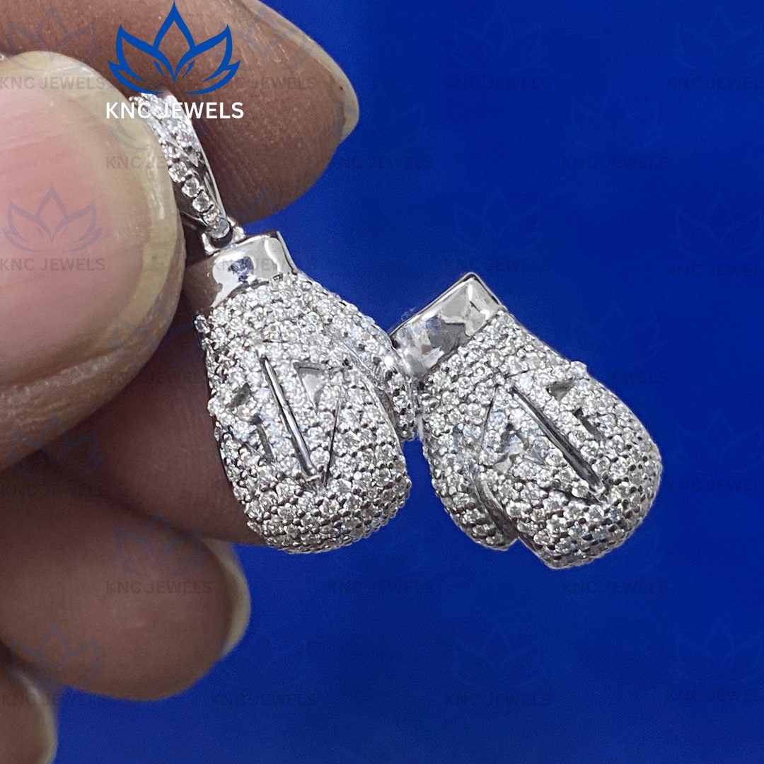 Lab Grown Diamond Boxing Glows Pendant, Diamond Boxer Pendant, 925 ...