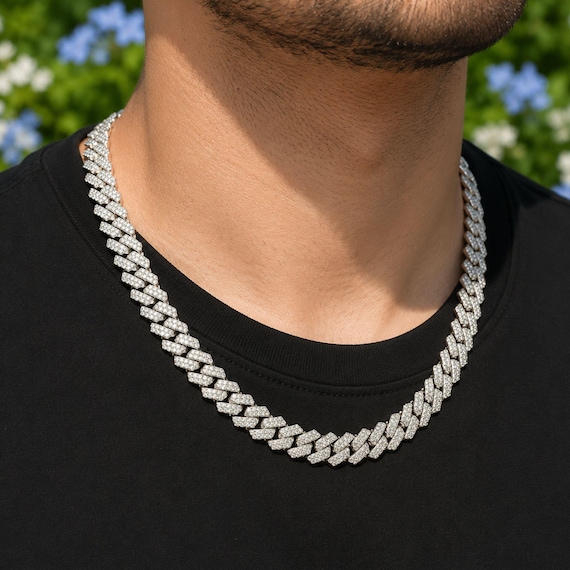Moissanite Cuban Link Chain: Iced Out 925 Silver Hip Hop Necklace