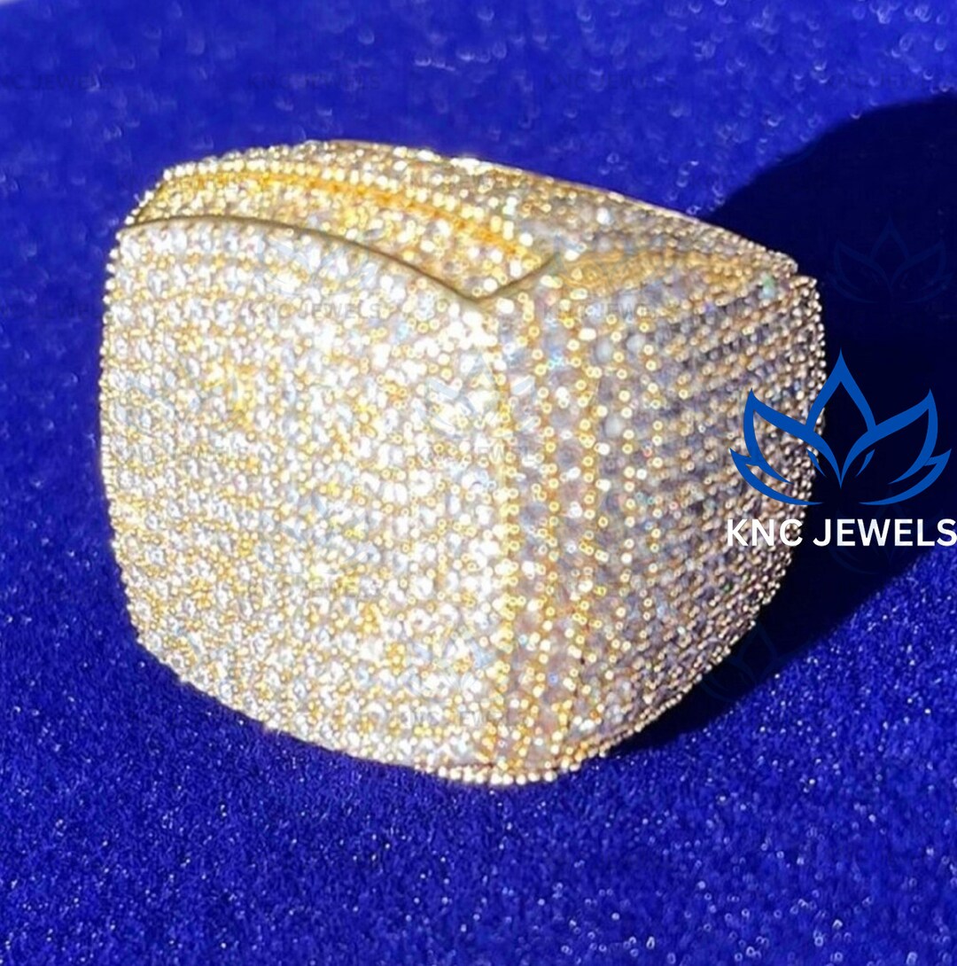 Lab Grown Diamond Mens Engagement Ring, Wide Band Hip Hip Ring, Round ...