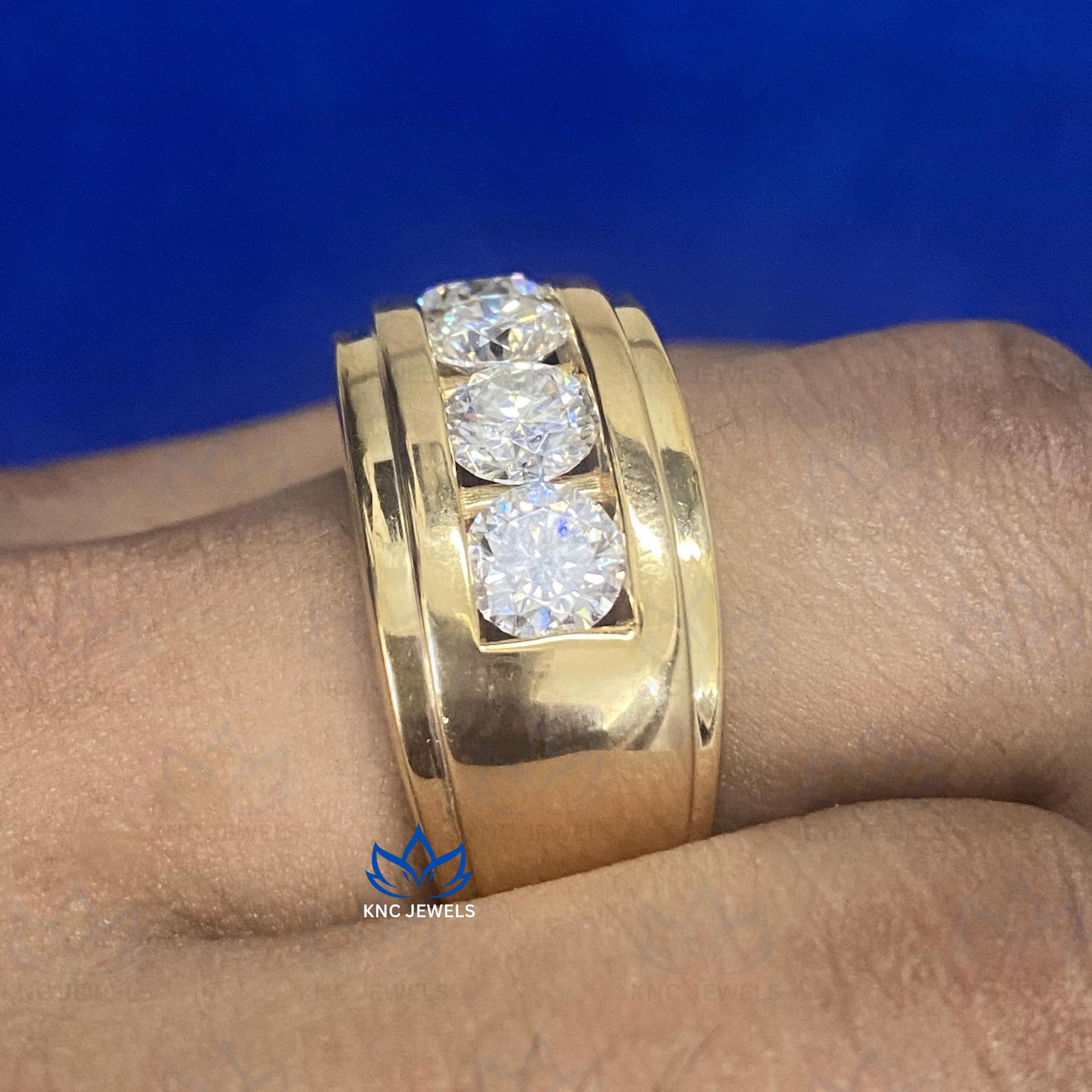 4.00CTW Round Cut Moissanite Eternity Band Men's Wedding Ring in 14k ...