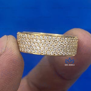 Mens Moissanite Full Eternity Band, Round Cut Mens Wedding Band, Stackable Band for Men Women, Unisex Ring, Anniversary Gift For Him Her