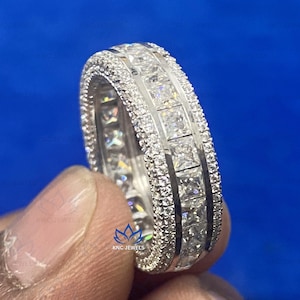 7.5ct Lab Grown Princess Cut Diamond Men&#39;s Wedding Band