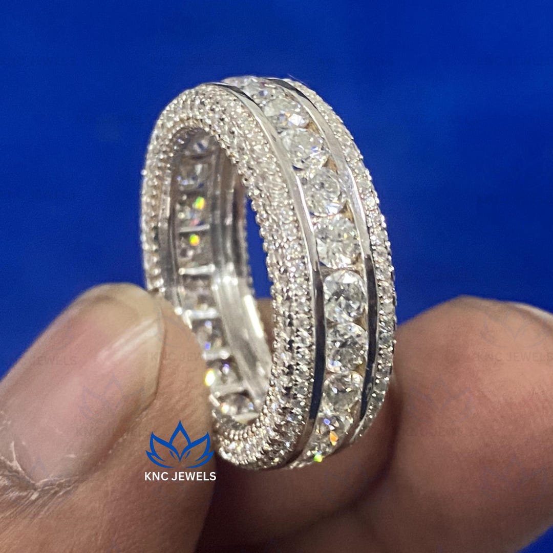 3.50ct Lab Grown Diamond Eternity Band: 14K White Gold Wedding Ring - Etsy