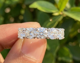 Moissanit Halv Evighetsband 925 Sterling Silver Gult Guld Roséguldpläterad Vigselring Stapelband Bröllopspresent Till Henne