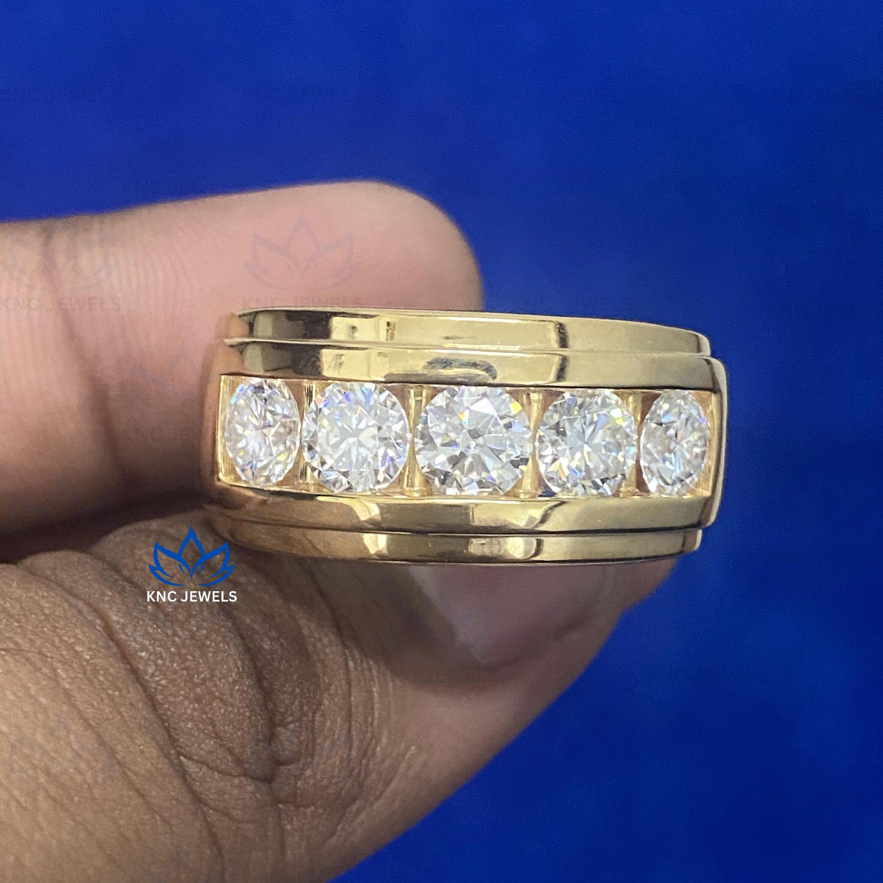 4.00CTW Round Cut Moissanite Eternity Band Men's Wedding Ring in 14k ...