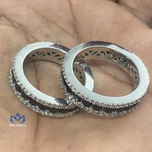 Moissanite Mens Eternity wedding Band Anniversary Gift for Him, Black & White Moissanite Mens Band, Black Plated For Men, Pair Eternity Band