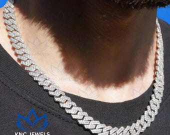 Lab Grown Diamond Cuban Link Chain: Iced Out 925 Silver Hip Hop Necklace