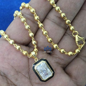 Whitened Pendant for women, Necklace for her Button Back Georgian Cut Down Set, Georgia Victorian Style Solitaire Moissanite Necklace 3.20ct