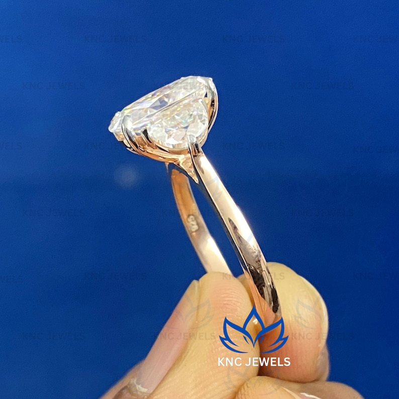 Delicado Anillo De Compromiso De Moissanita De Talla Pera, Anillo De