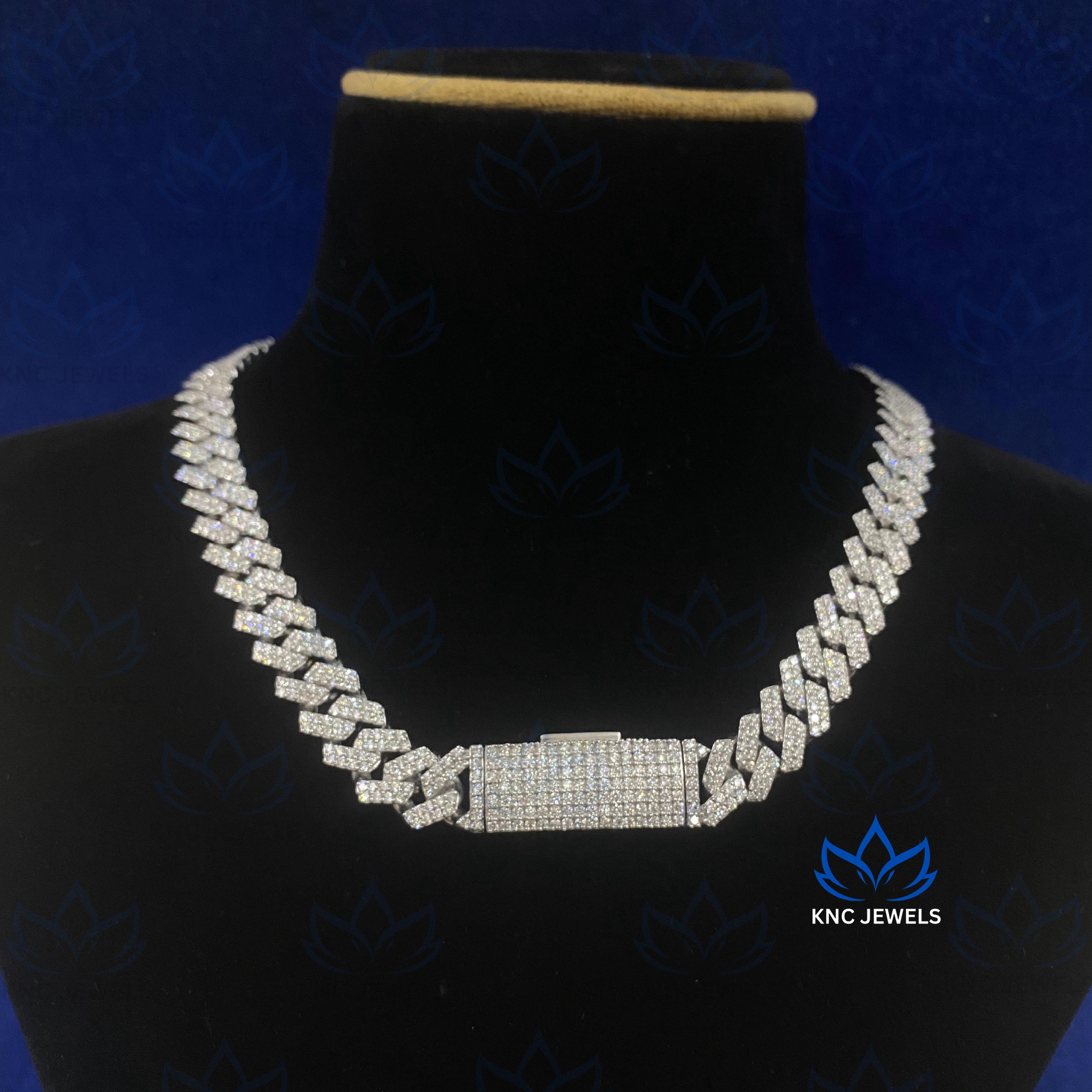 Iced Out Lab Diamond Cuban Necklace: 925 Silver Miami Chain - Etsy