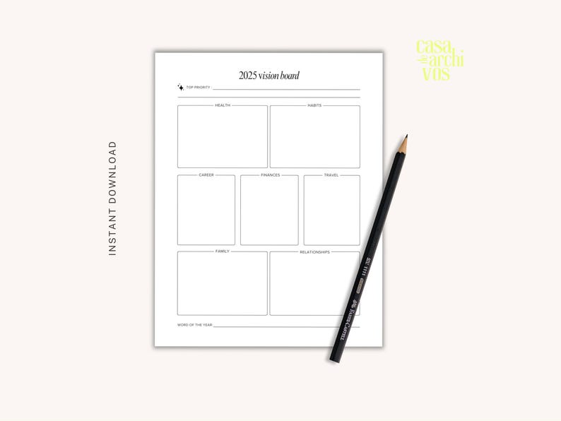 2025 Vision Board | Printable Vision Board Journal | Vision Board ...