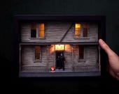 Michael Myers House Framed Diorama, Inspired by Halloween Movie, Aged and Weathered, Collectible Horror Fan Art, Pre-Order, Made to Order
