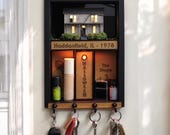Inspired by Halloween Michael Myers Miniature House Diorama Framed Key & Jewelry Holder | Sensor Light | Key Hooks | Custom Entryway Rack
