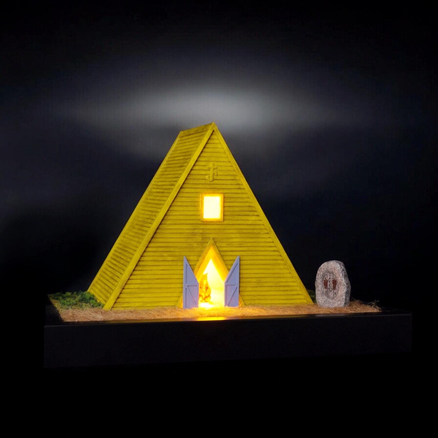 Inspired by Midsommar, Miniature Harga Yellow Temple,Handmade Horror Themed Diorama, Yellow Cabin,  Collectible Horror Fans, Horror Gift