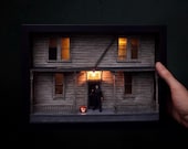 Pre-Order, Inspired by Halloween Movie, Michael Myers House Framed Diorama, Aged and Weathered, Collectible Horror Fan Art, Made to Order