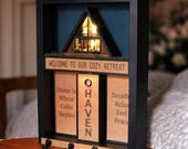 Nordic A-Frame Cabin Key Holder | Handmade Diorama with Sensor Light