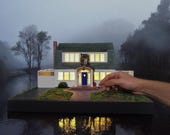 Elm Street House Replica, Handmade Horror Diorama, Collectible Art