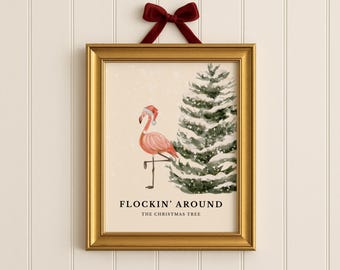 Beachy Christmas Tree Holiday Print | Vintage Coastal Wall Art (Digital Download)