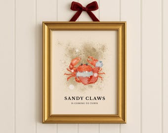 Beachy Christmas Wall Art, Vintage Christmas decor (Digital Download)
