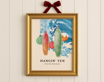 Beachy Christmas Wall Art Surf Print | Nautical Holiday Decor Printable (Digital Download)