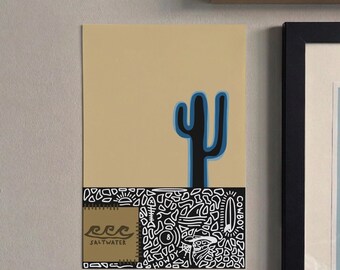 Abstract Western Surf Themed Poster, Ocean Inspired Wall Art