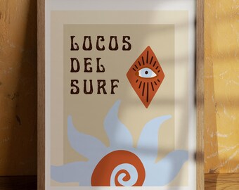 Boho Wall Art Surf Poster, Coastal Home Decor - Digital Download
