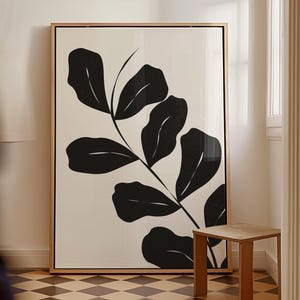 Minimalist Botanical Prints Black and White Poster Leaf Line Art Modern Plant Wall Art Neutral Printable Art Nature Wall Decor Digitalprints
