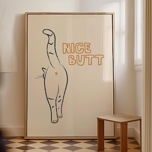 Funny Cat Butt Bathroom Poster • Nice Butt Wall Art for Cat Lovers • Minimalist Animal Print for Toilet Decor & Gifts • Unique Toilet Humor