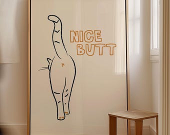 Funny Cat Butt Bathroom Poster • Nice Butt Wall Art for Cat Lovers • Minimalist Animal Print for Toilet Decor & Gifts • Unique Toilet Humor