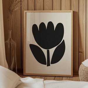 Black Tulip Print Modern Contemporary Wall Art Botanical Art Minimalist Poster Floral Art Print Trendy Flower Poster Digital Download Gift