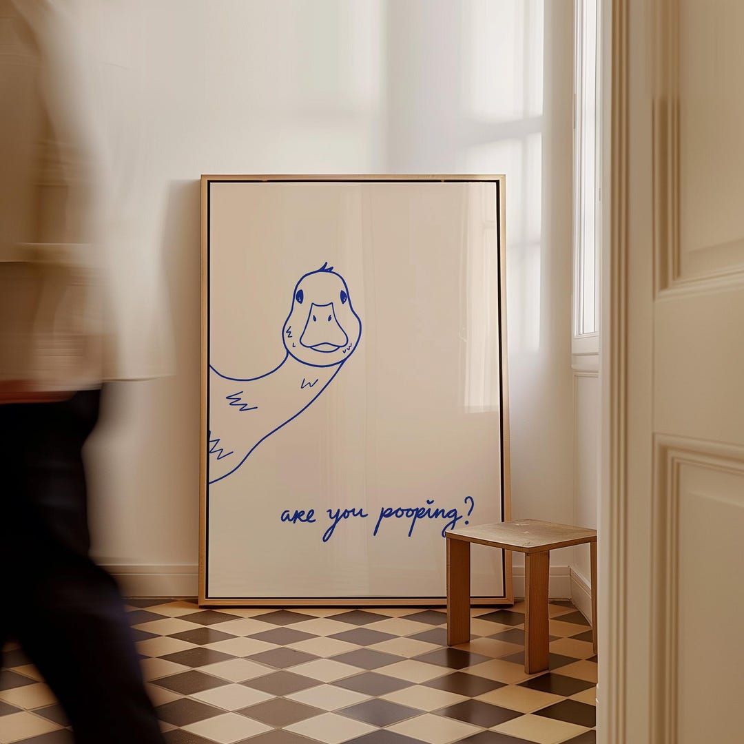 Are You Pooping Duck Toilet Art Print • Funny Bathroom Duck Poster ...