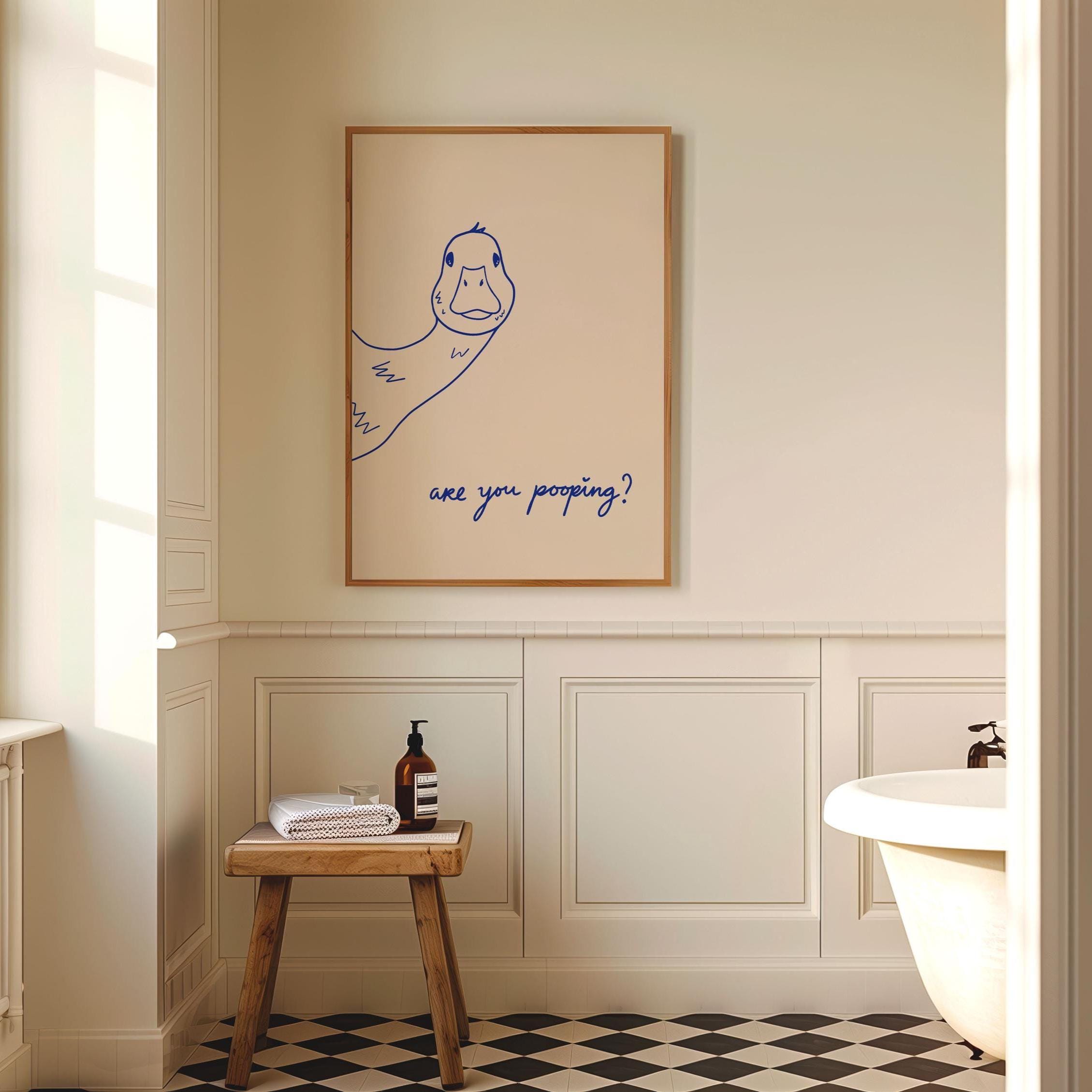 Are You Pooping Duck Toilet Art Print • Funny Bathroom Duck Poster ...