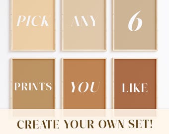 Choose Your Own Set of 6 Digital Prints Create Personalized Printable Wall Art Bundle Gallery Wall Decor Botanical Boho Abstract Minimalist