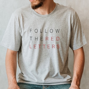 Camiseta cristiana para hombre, cristiana sutil, unisex, letras rojas, regalo, camisa inspiradora, camisa cristiana, camisa de Jesús, religiosa, fe