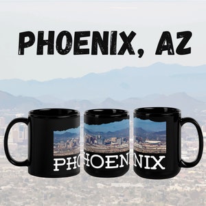 Phoenix, AZ - Tasse noire brillante