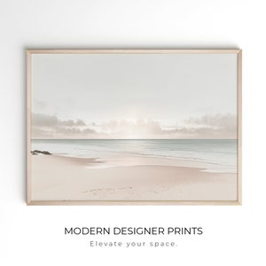 Impresión oceánica pastel / Decoración de la pared costera / Impresión beige / Tropical / Arte de la playa del océano / Cartel del mar / Fotografía del océano / Arte de la pared del amanecer