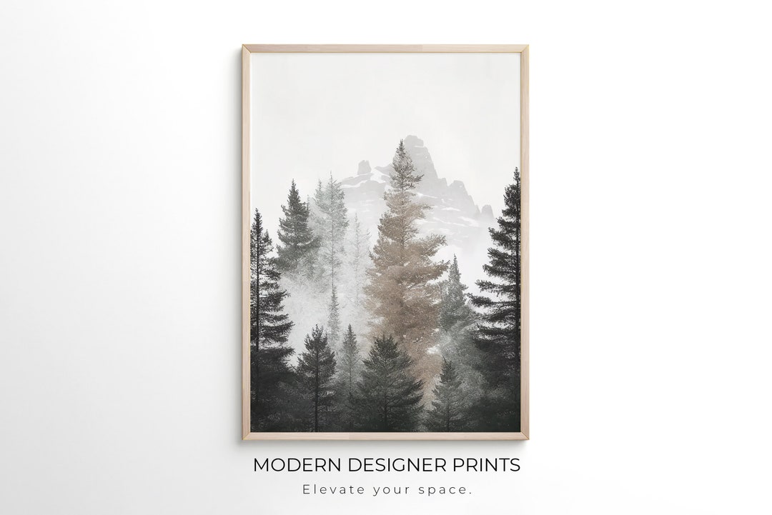 Forest Wall Art Print Forest Landscape Art Green Forest Printable