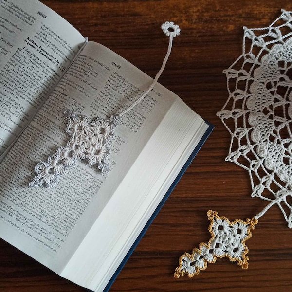 Cross Bookmark PDF Crochet Pattern, Baptism gift, Confirmation gift