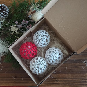 Set of 4 Christmas Crocheted Balls