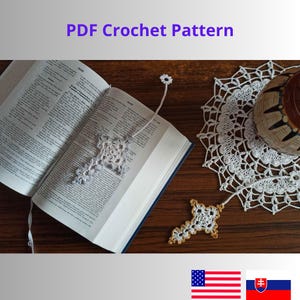 Cross Bookmark PDF Crochet Pattern, Baptism gift, Confirmation gift