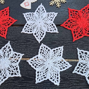 Set of 6 Christmas Crochet Snowflakes, Christmas Crochet Stars