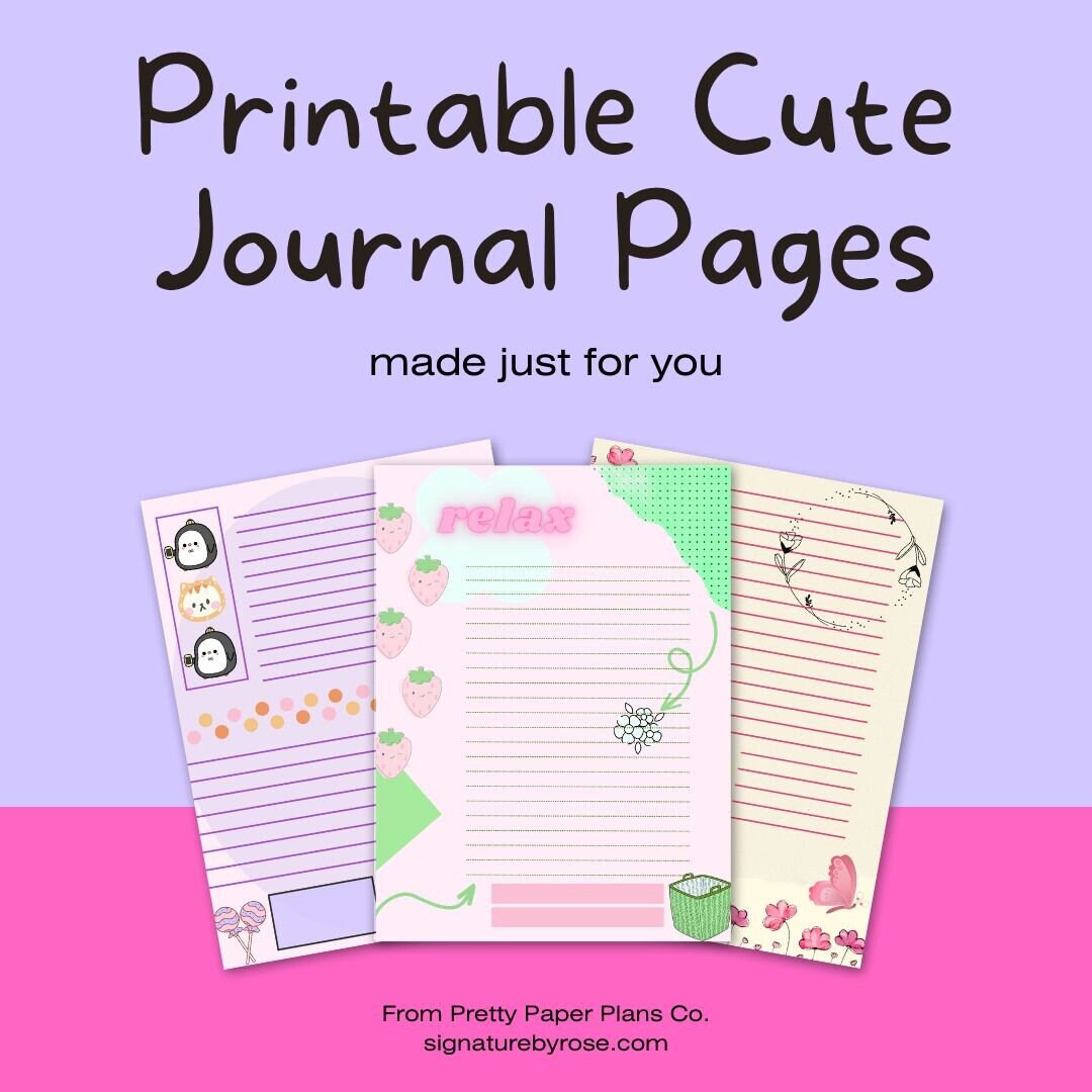 Printable Journal Pages Cute Journal Pages Lined Journal Paper Journal PDF Journal Template ...