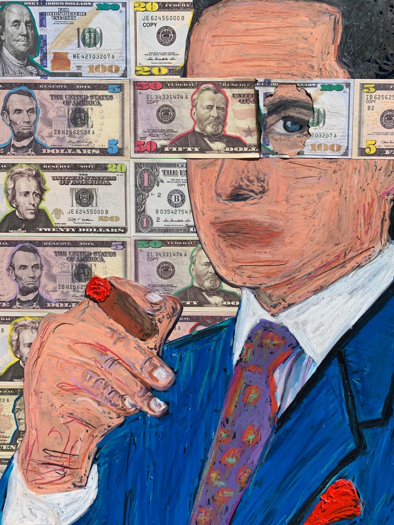 Gordon Gekko Wall Street Painting Collage on Canvas 24x30 Etsy