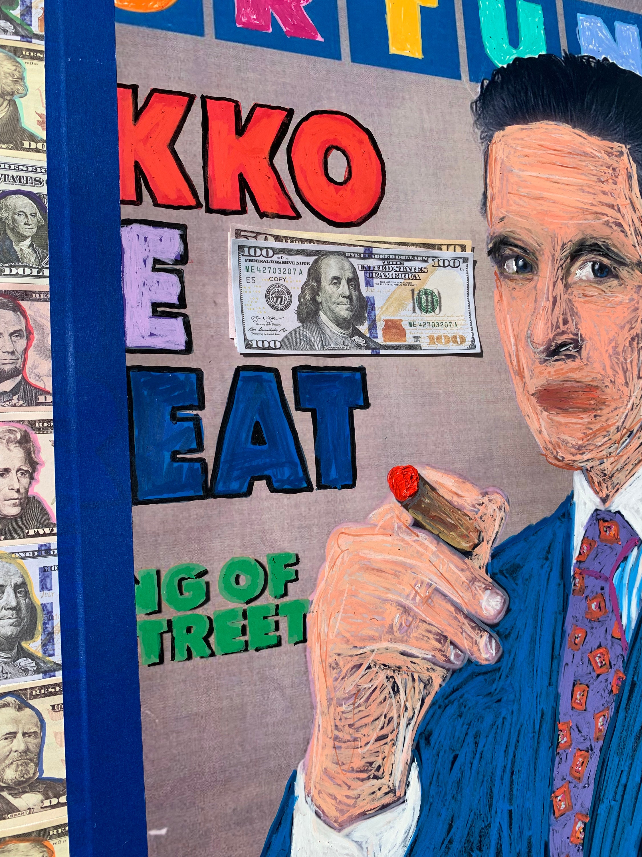 Gordon Gekko Wall Street Painting Collage on Canvas 24x30 Etsy