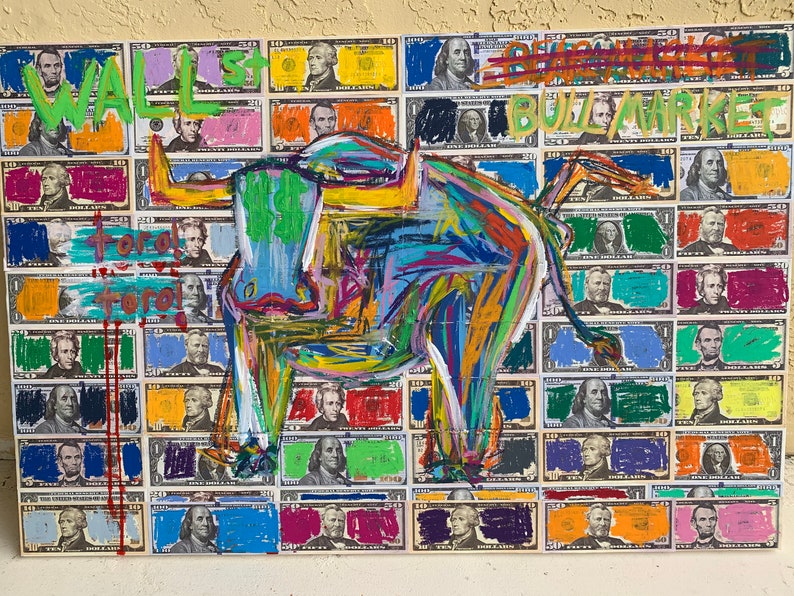 Bull of Wall Street Painting on Canvas 24x36 Etsy