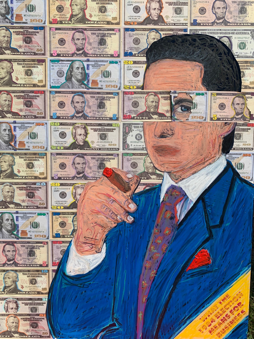 Gordon Gekko Wall Street Painting Collage on Canvas 24x30 Etsy