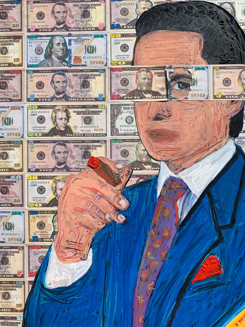 Gordon Gekko Wall Street Painting Collage on Canvas 24x30 Etsy