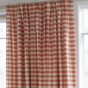 Red Checkered Curtain, Morden Drapery Panel, Custom Drapes for Living Room